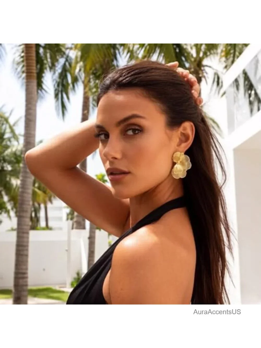 Layered Flower Hoop Earrings - 14K Gold Plated Party Jewelry Gift